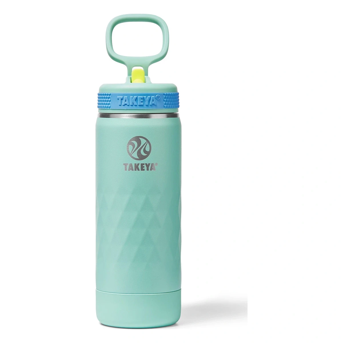 Takeya Sport 18 oz Kids Triple-Insulated Stainless Steel Water Bottle with Straw Lid (Brilliant Turquoise)