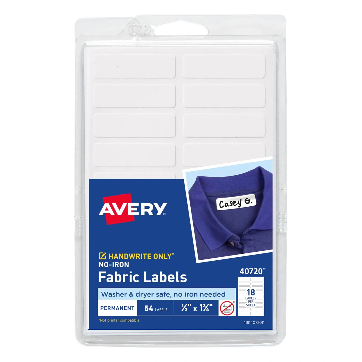 Avery No-Iron Fabric Labels, 54ct