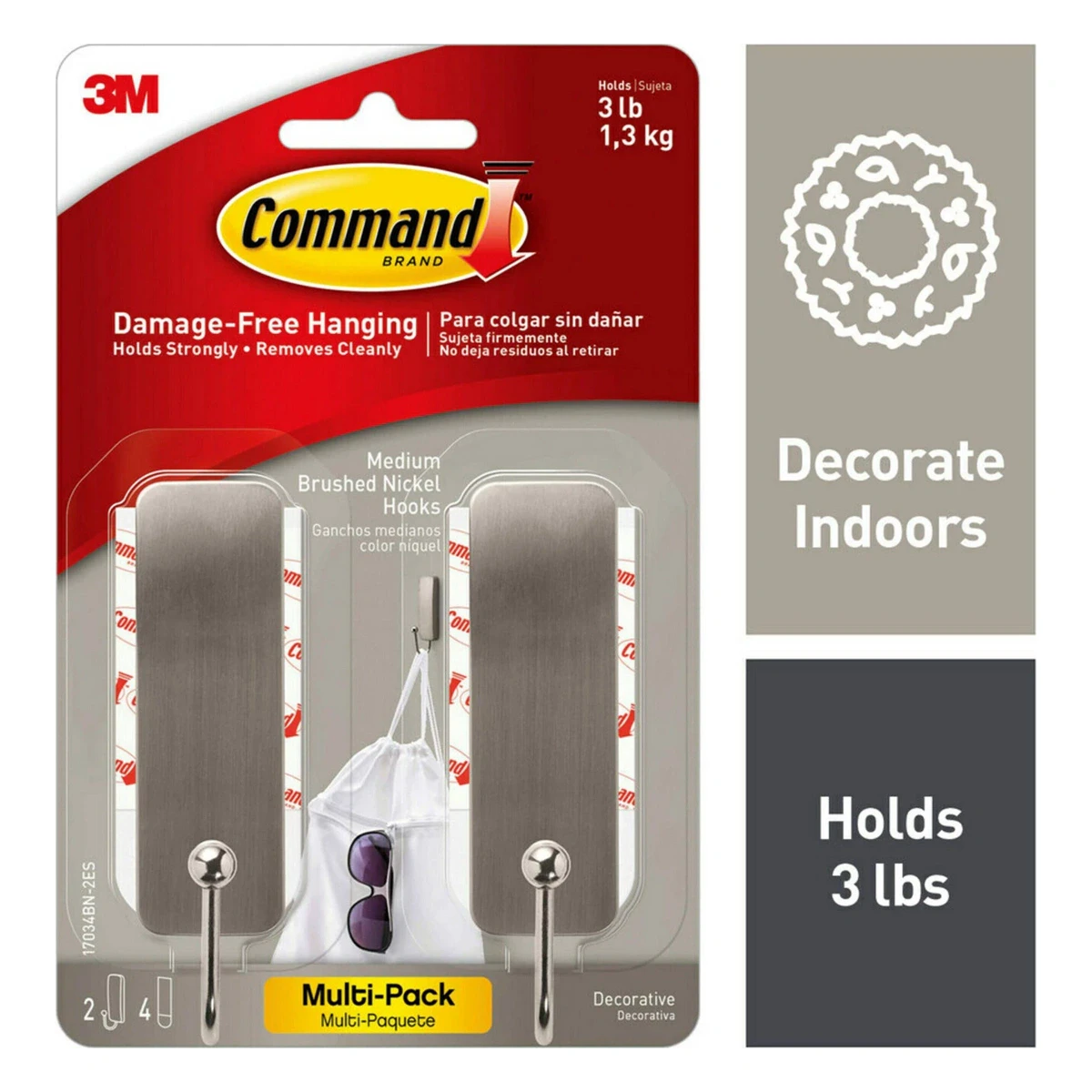 Command Medium Hooks, 2 Hooks / 4 Strips