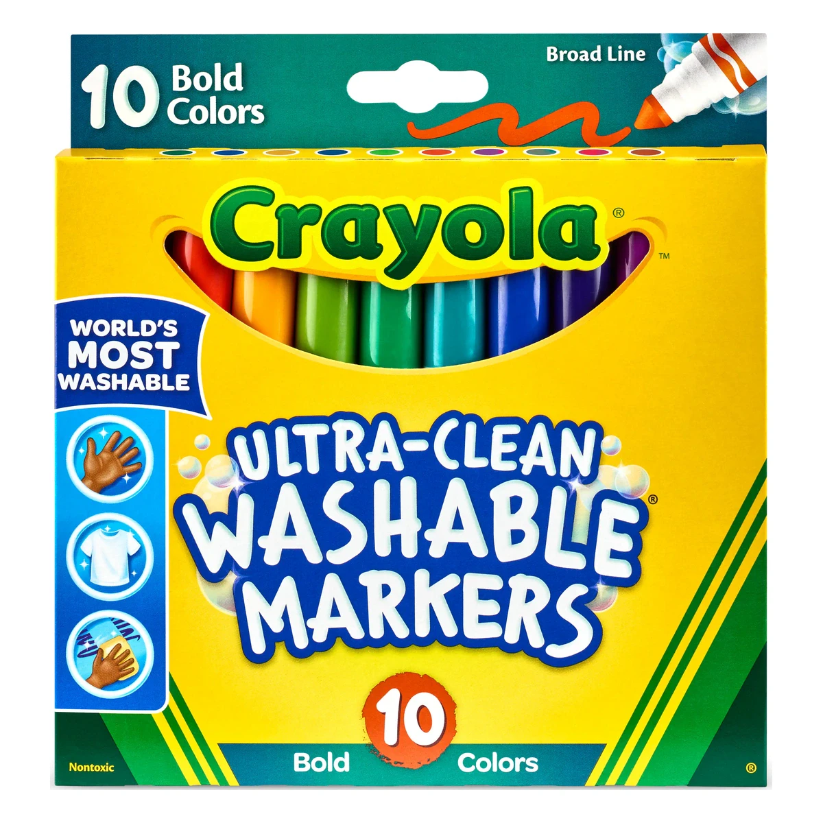 Crayola Ultra-Clean Broad Line Washable Markers, 10 Count