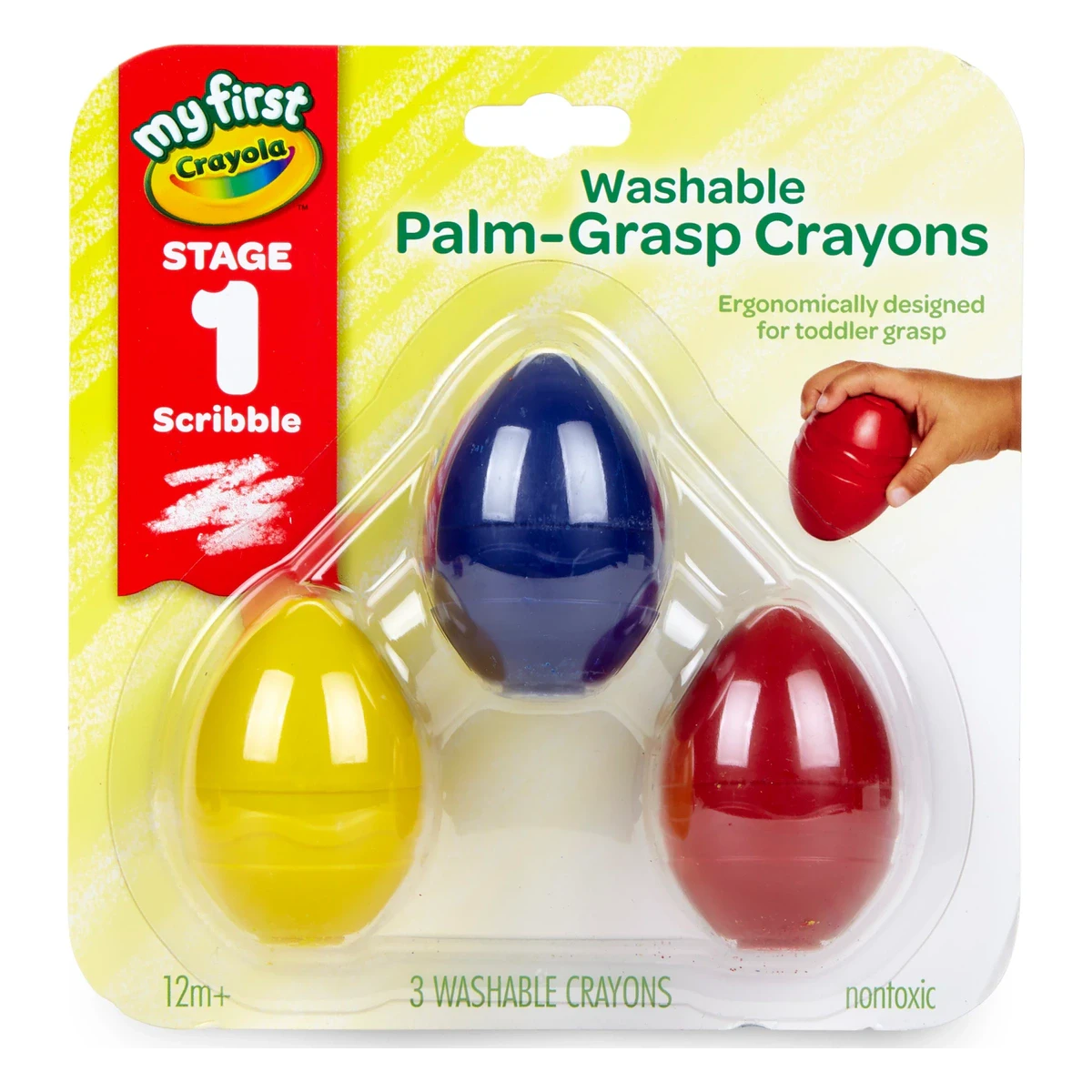 Crayola Washable Palm-Grasp Crayons, 3ct