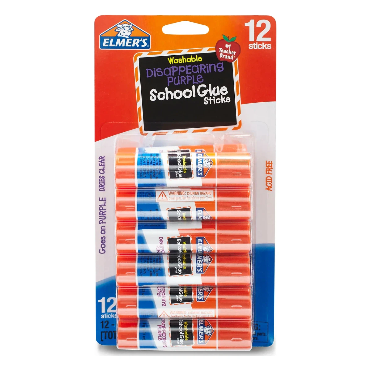 Elmer's Disappearing Purple Washable Glue Sticks, 12-Pack