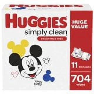 Huggies Simply Clean Unscented Baby Wipes, 11 Packs / 704 Wipes