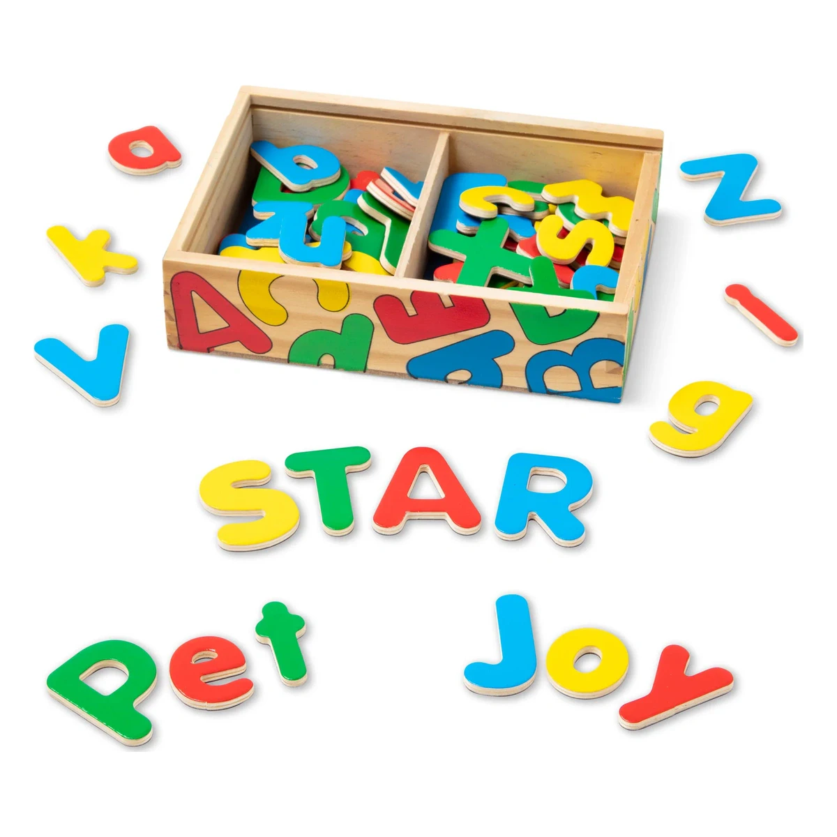 Melissa & Doug Wooden Letter Alphabet Magnets, 52pc