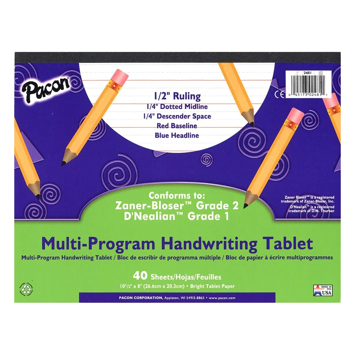 Pacon Multi-Program Handwriting Tablet, 1/2" Ruled