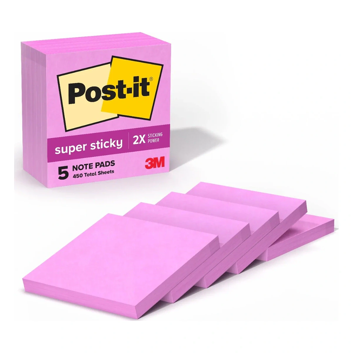 Post-it Super Sticky Notes, 3x3, 5 Pads