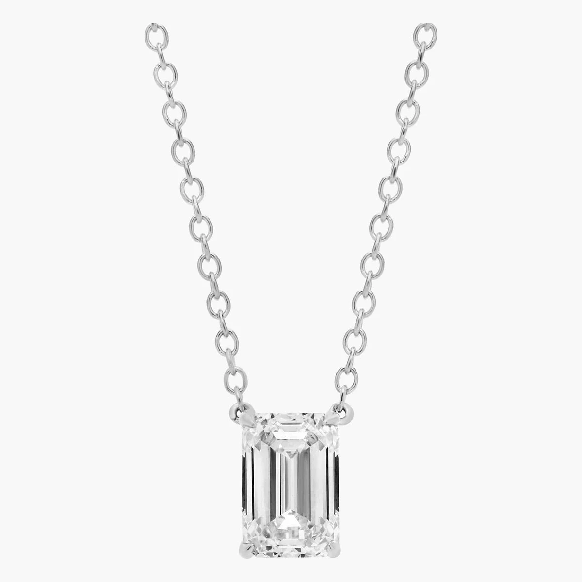 Blue Nile Emerald-Cut Diamond Solitaire Pendant in Platinum (1 ct)