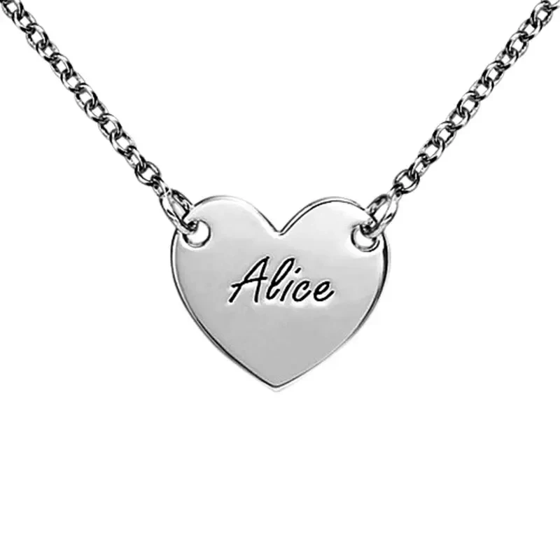 Theo Grace Engraved Heart Necklace in Sterling Silver