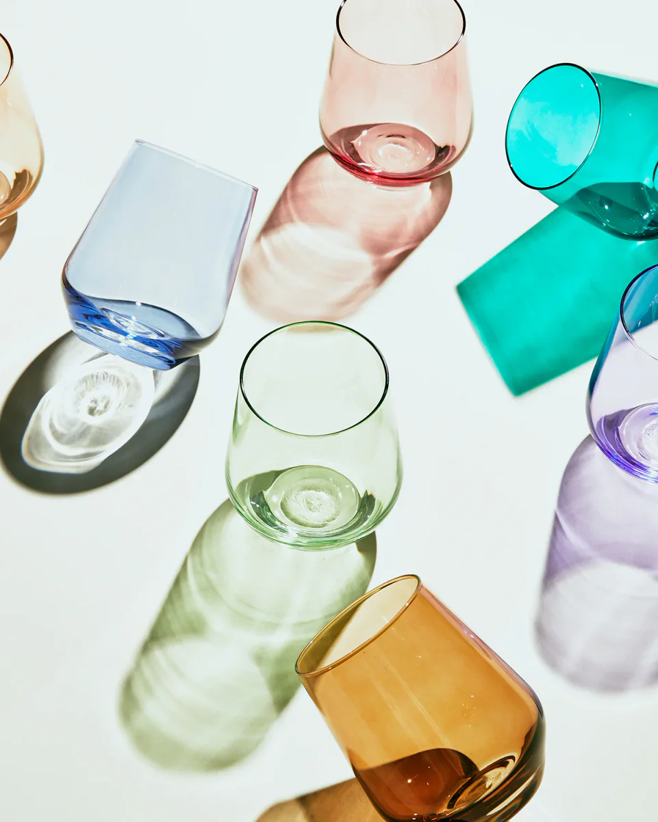 Estelle Colored Glass Stemless Wine Glass