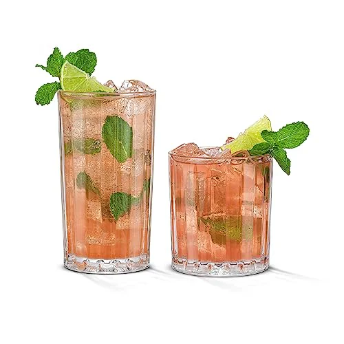 JoyJolt Alina Ribbed Glassware Set of 8