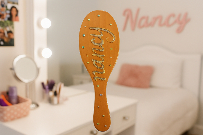 Shimmer Elegance – Hand-Painted Oval Hairbrush