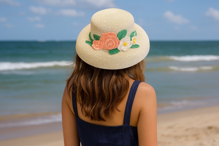 Handmade Blossom Charm – Floral Straw Sun Hat