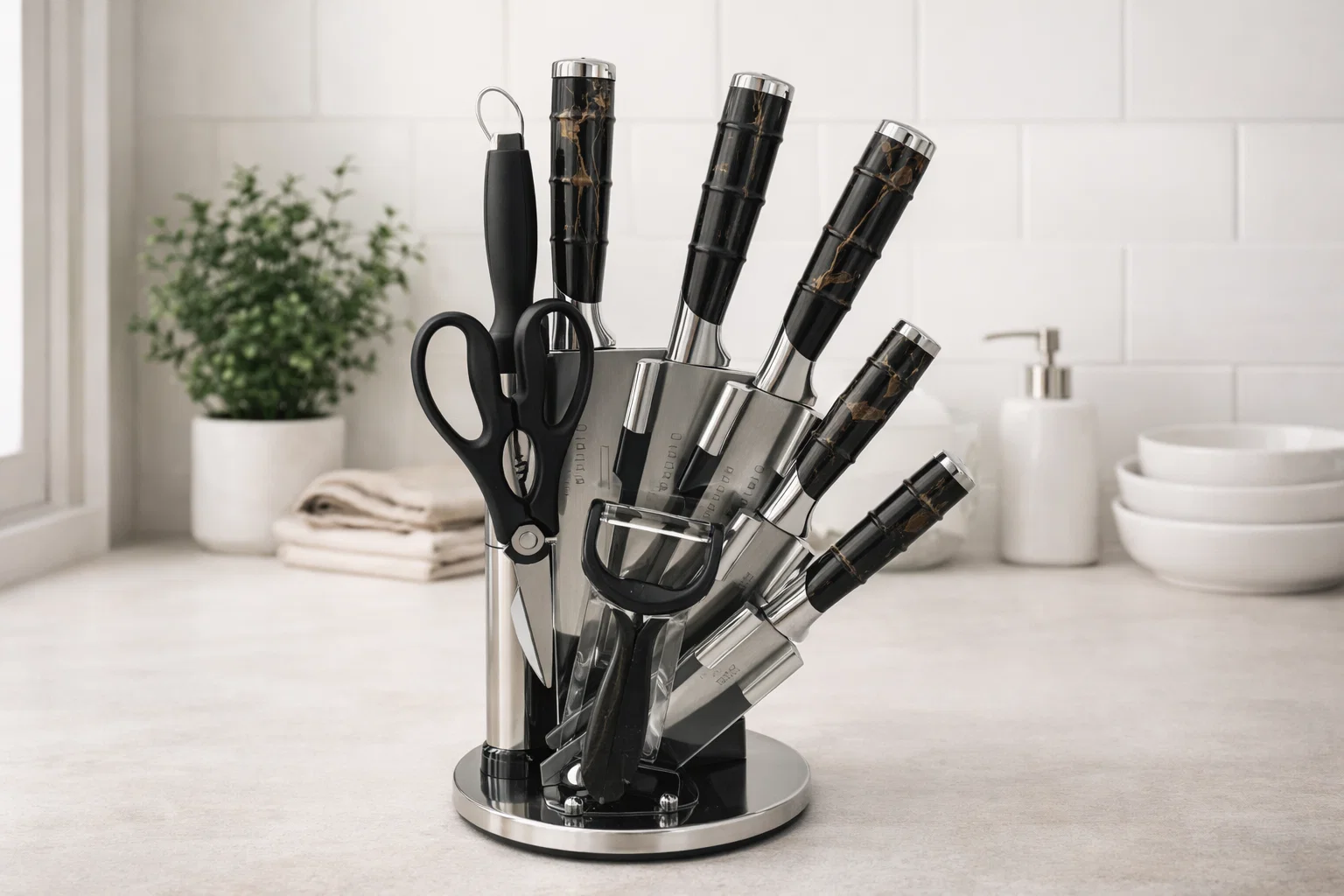 9-Piece Stainless Steel Knife Set with Stand (Copy)