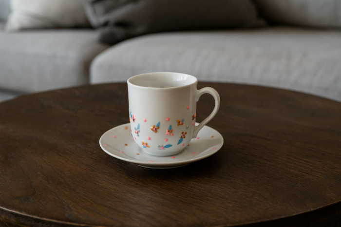 Colorful Dots – Hand-Decorated Mug & Saucer