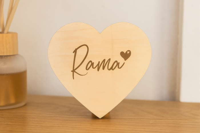 Engraved Wooden Heart – Personalized Name Tag