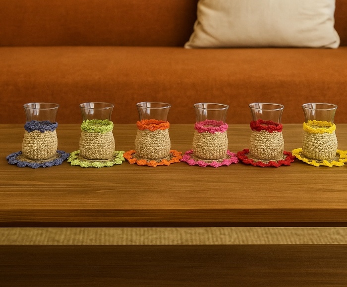 Handmade Crochet Tea Cup Cover & Coaster Set