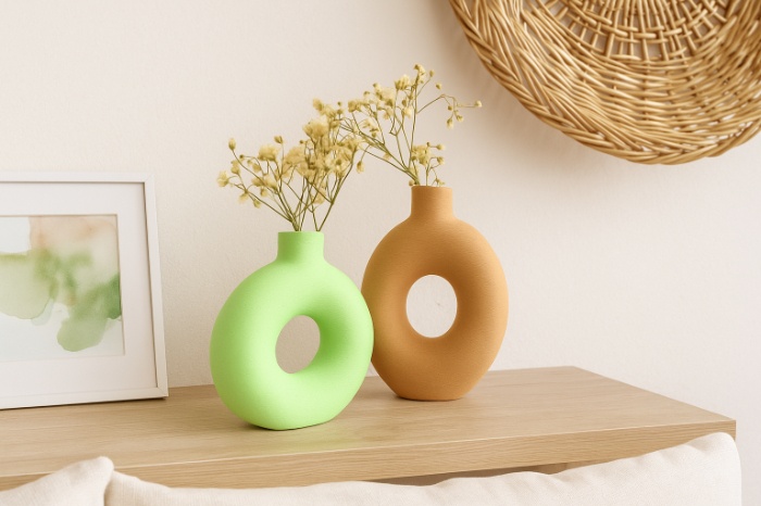 2 Donut Circle Vase Set