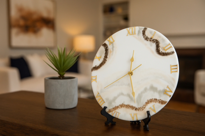 Handmade Resin Clock – Roman Elegance Edition