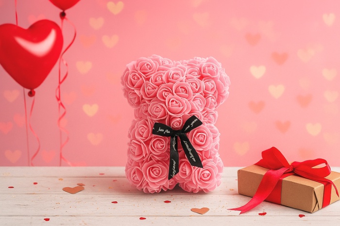 Rose Teddy Bear – Pink (20cm)