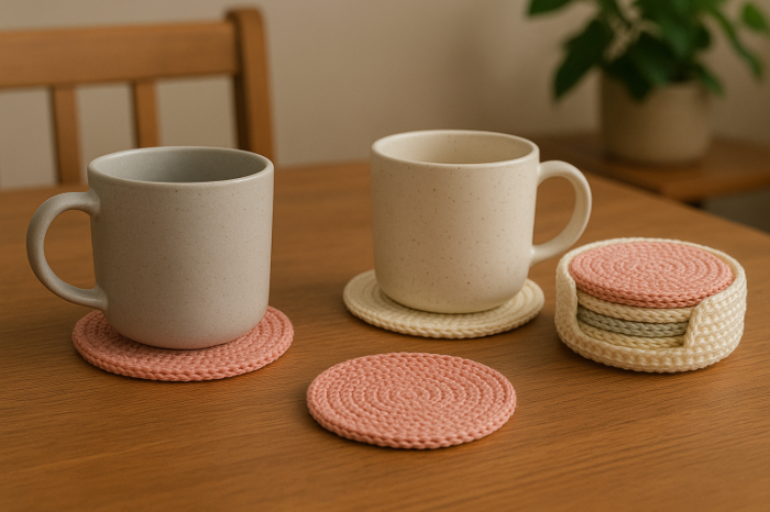 Handmade Soft Bloom – Crochet Coaster Set
