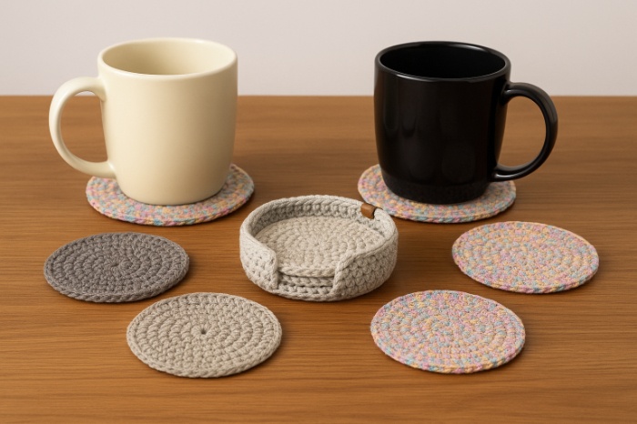 Handmade Galaxy Speckle – Crochet Coaster Set