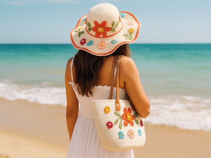 Handmade Floral Harmony – Crochet Bag & Hat Set