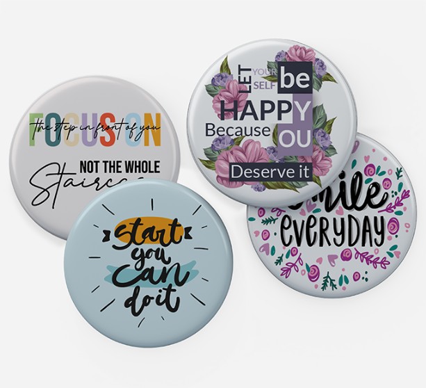 Button badge with motivational texts
