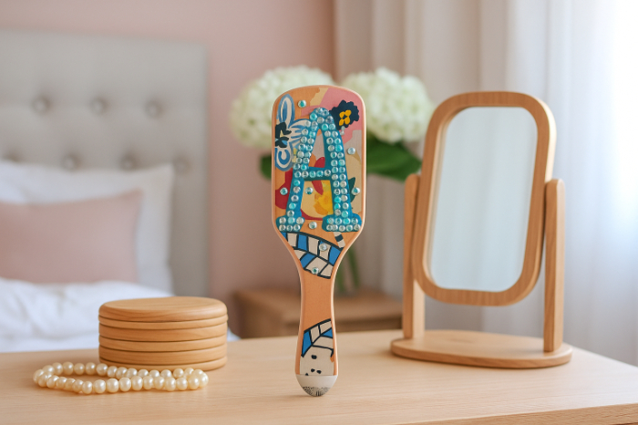 Initial Elegance – Custom Hand-Painted Hairbrush