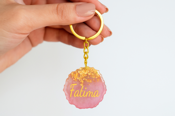 Golden Glow Resin Keychain