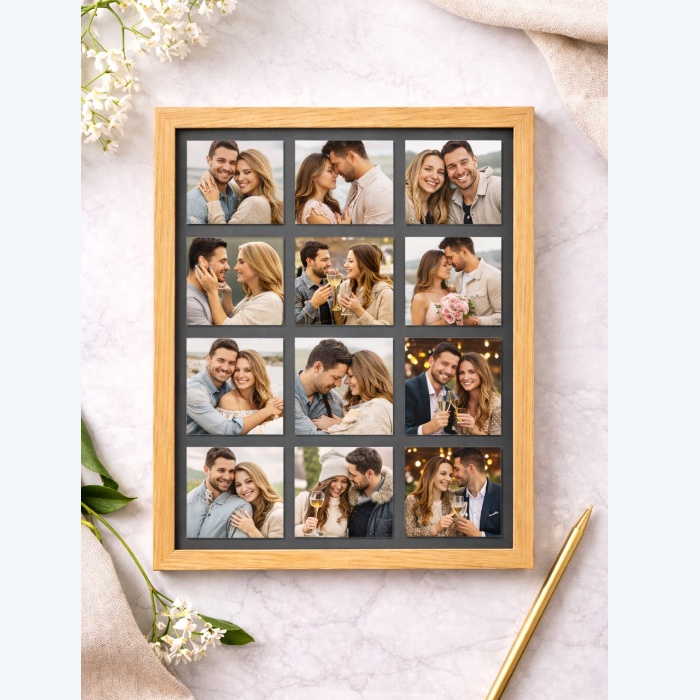 Magnetic Photo Frame – 12 Photo Magnets (31 × 23 cm) | Large Custom Memory Frame with Premium Quality