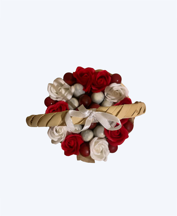 A basket of roses and luxurious Belgian chocolates 🍫
