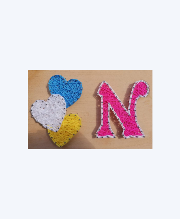 Handmade Letter & Hearts String Art – Custom Initial Design