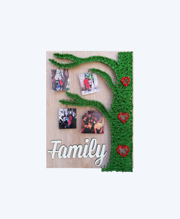 Handmade String Art – Family Tree with Photos