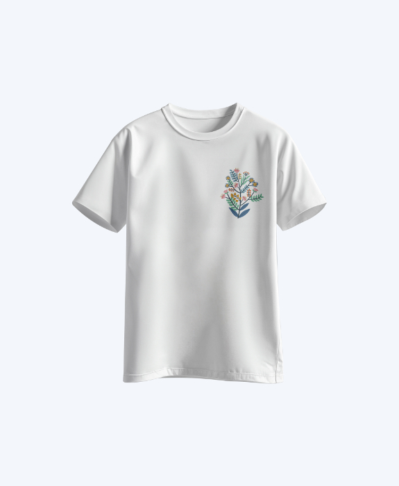 Bloom – Floral Stitched T-Shirt