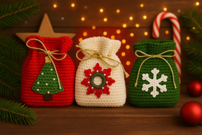 Handmade Christmas Crochet Gift Pouch