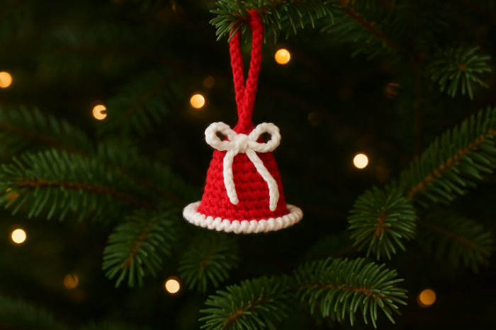Handmade Crochet Christmas Bell Ornament