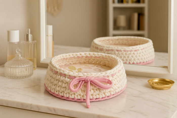 Pink Bow Cozy Basket Set