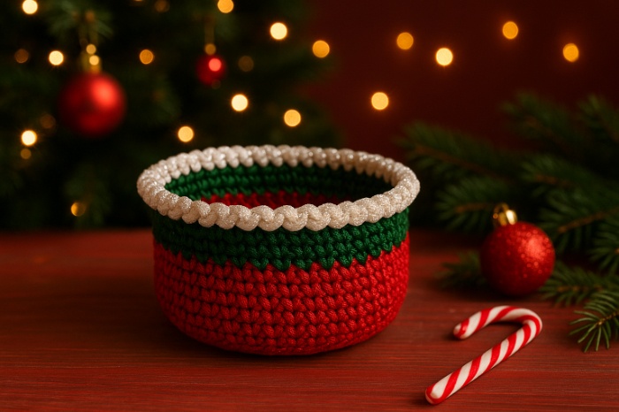 Christmas Crochet Treat Basket