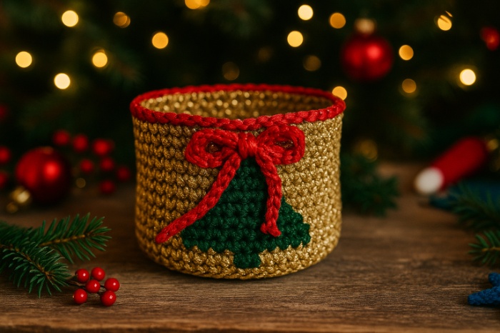 Golden Christmas Tree Basket