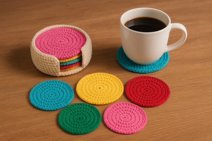 Handmade Rainbow Coaster Set