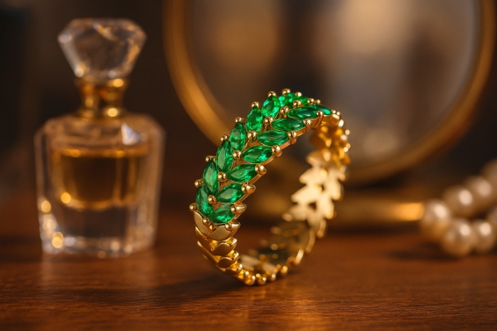 Emerald Leaf Crown Ring