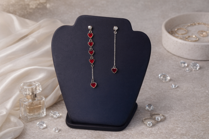 Crimson Heart Drop Earrings