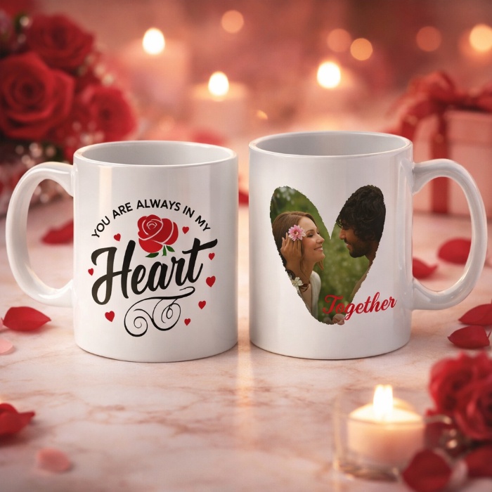 Valentine’s Day Mug – Heart-Shaped Custom Photo