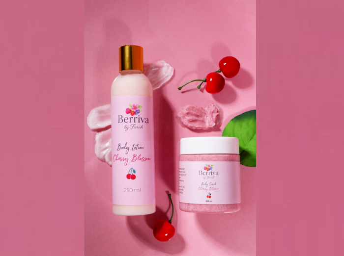 Berriva Cherry Blossom Body Care Set (Body Lotion & Body Scrub)