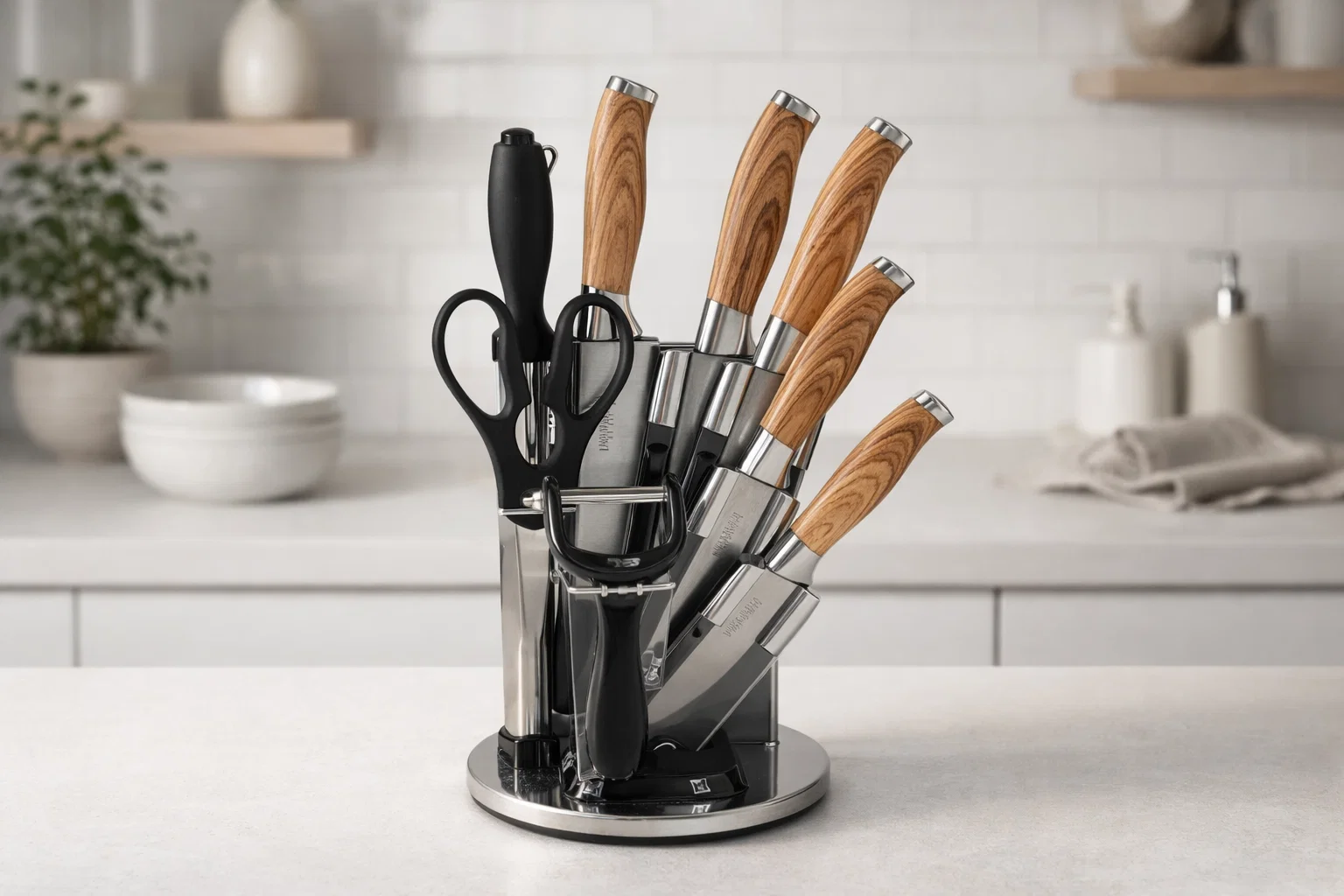 9-Piece Stainless Steel Knife Set with Stand