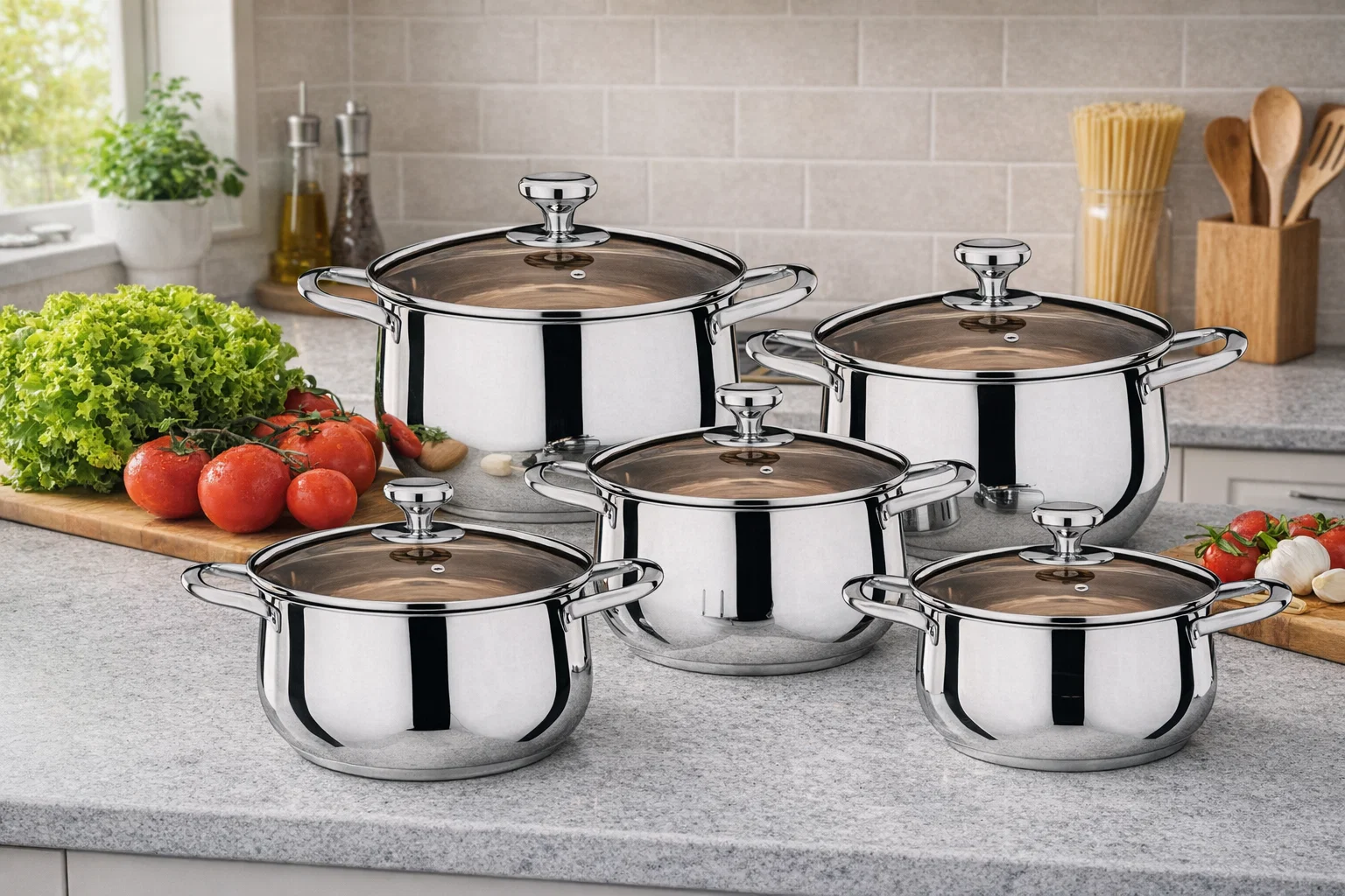 10-Piece Stainless Steel Cookware Set – High Quality Kitchen Collection (20–28cm)