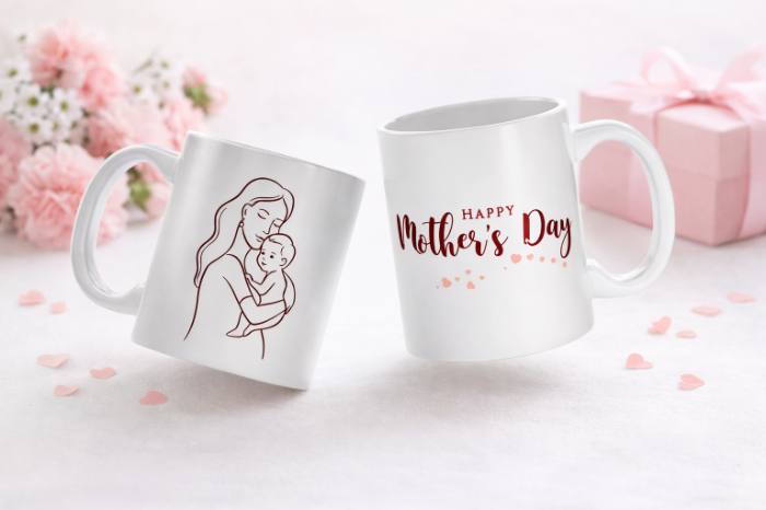 Tender Mom & Baby Sketch Mug