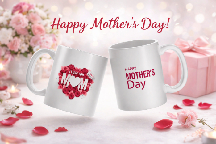 I Love You Mom Rose Heart Mug