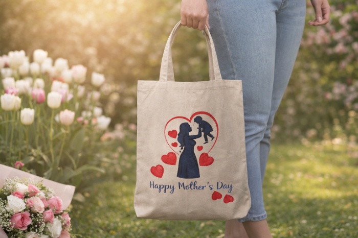 Mother & Child Heart Love Tote Bag