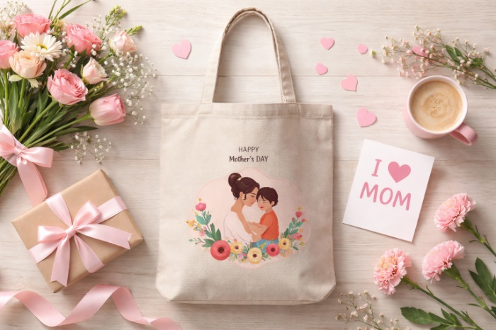 Mother & Child Floral Love Tote Bag
